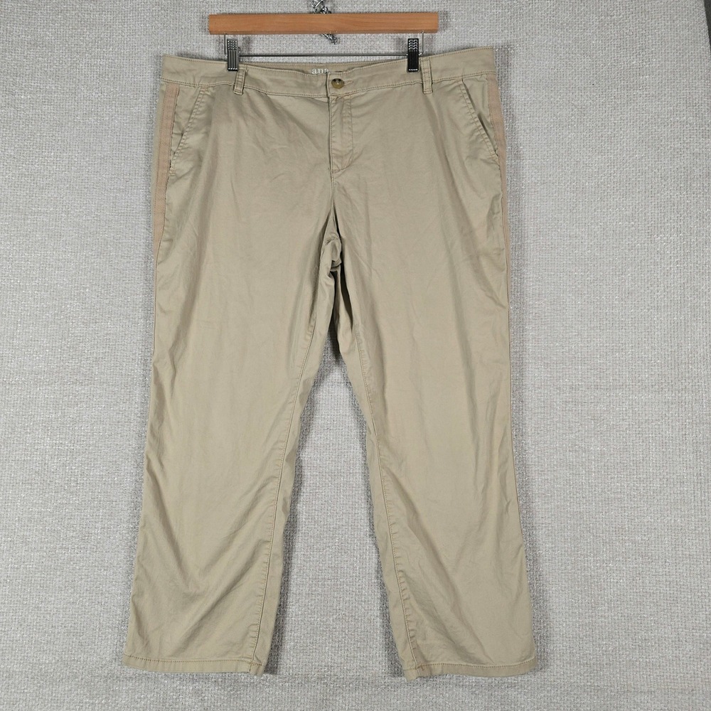 ana A‎ New Approach Womens 18 Girlfriend Chino Pants Tan Khaki Side Tape Detail